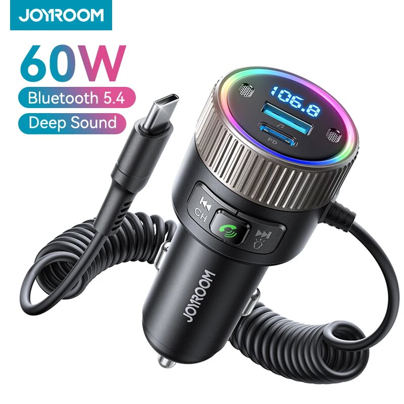 Автомобильный FM-передатчик JOYROOM, 60 Вт, Bluetooth 5,4, PD QC 3,0