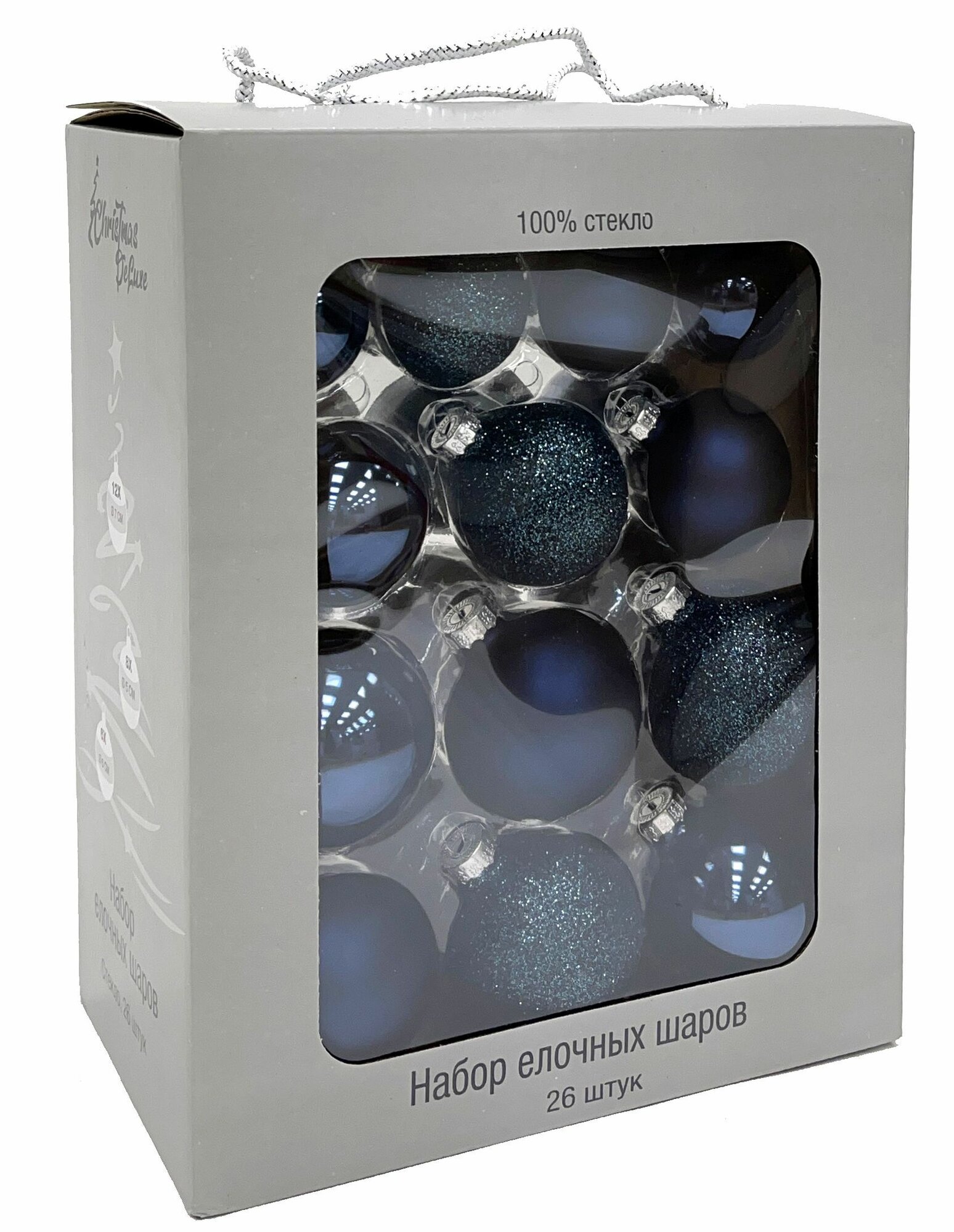 Набор стеклянных ёлочных шаров ChristmasDeLuxe, 26 шт