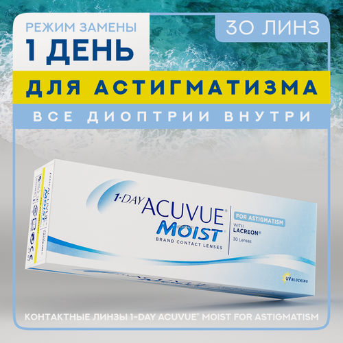 Изображение товара Контактные линзы Acuvue 1-Day Moist for Astigmatism, 30 шт, R 8,5, D -1,75, CYL: -2,25, AХ: 180