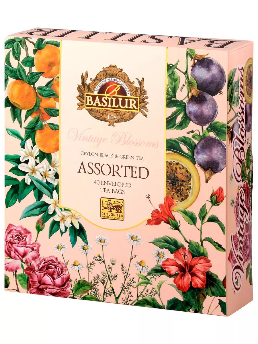 Чай Basilur Vintage Blossoms, в пакетиках, ассорти вкусов, 40 шт — фото 1