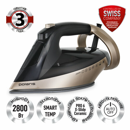 Утюг Polaris PIR 2852AK 3m Smart Temp черный золотой 329900₽
