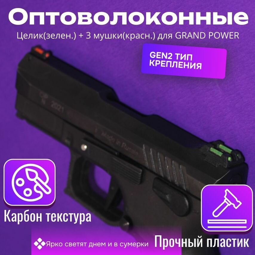 Оптоволоконный целик и мушки Grand Power Gen2