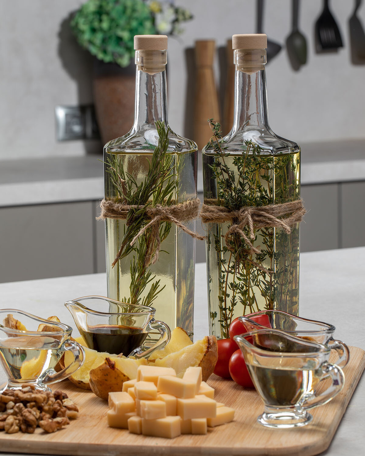 Бутылка стеклянная, емкость для масла с пробкой и дозатором, KHome, 375 мл, 2 шт — фото 1
