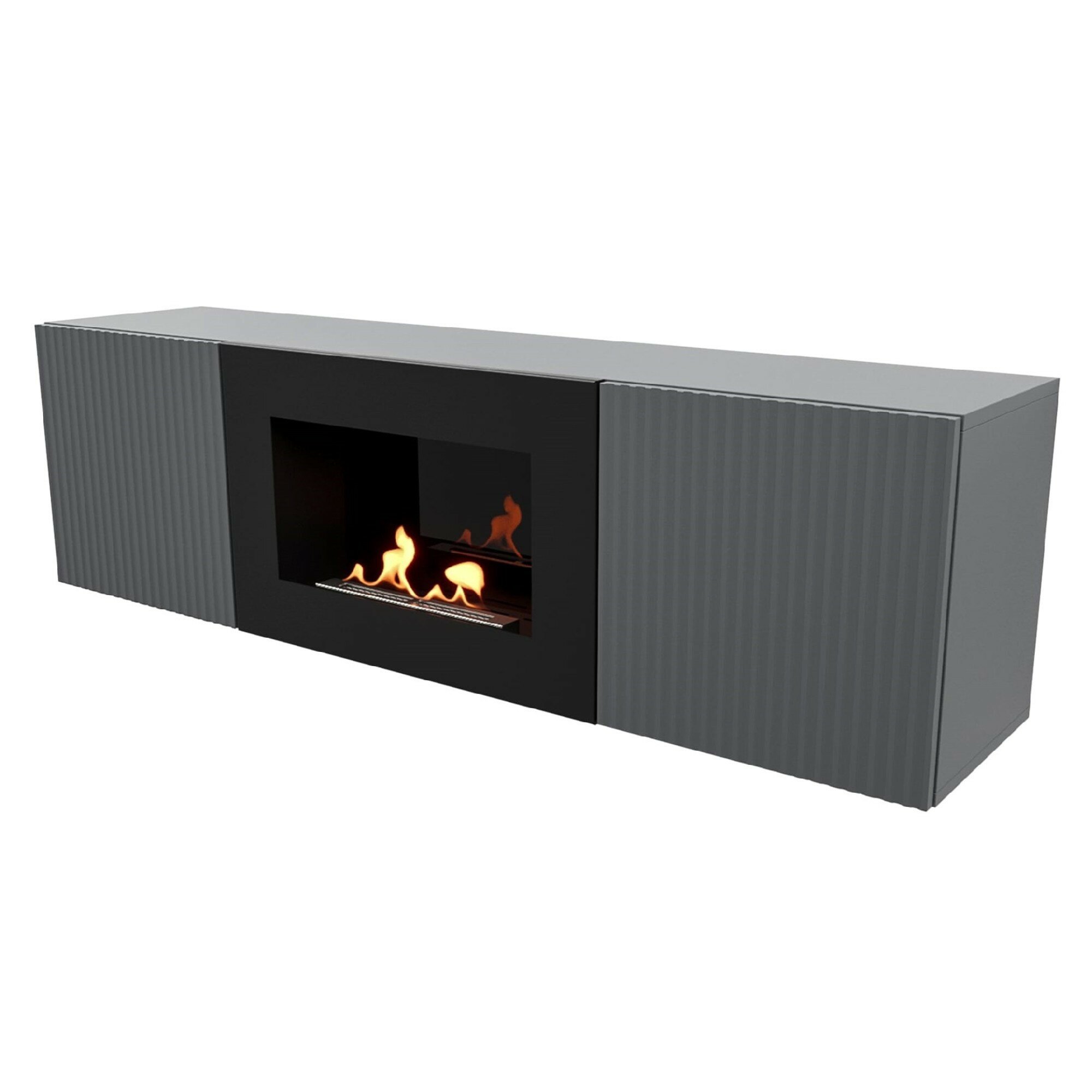 Тумба с биокамином Firelight BFP/P-1400L графит, МДФ, напольная