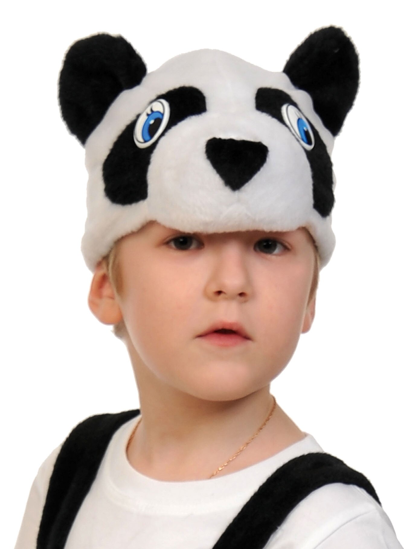 Шапочка Панда Карнавалофф 4054, для мальчиков, размер 52-54, белая/чёрная