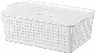 Корзинка с крышкой Violet "Лофт" (модель 6431/06) белая, 29.5х18.5х10.5 см, 3.8 л