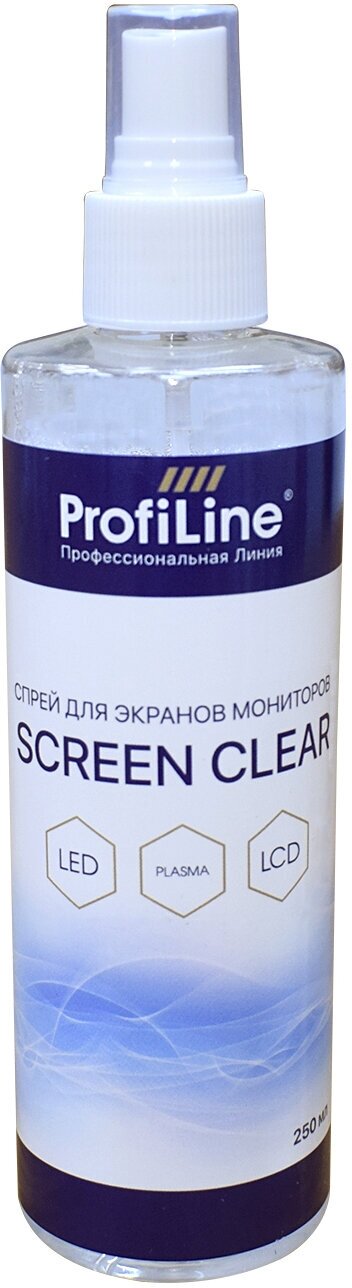Чистящее средство для экранов всех типов / чистящий спрей для монитора  ноутбука  телевизора ProfiLine Screen Clear 250мл