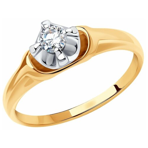 фото Sokolov кольцо из золота с фианитом 018672, размер 17