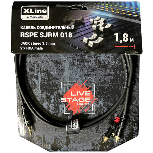 Xline Cables RSPE SJRM018 Кабель специальный JACK stereo 3.5mm - 2 x RCA male, длина 1,8 м кабель bespeco 3 5 mm stereo jack 2 x rca slymsr500 5 м черный оранжевый