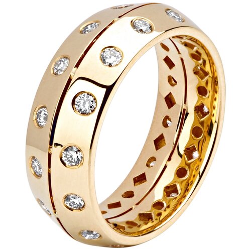 фото Эстет кольцо с 28 бриллиантами из жёлтого золота 750 пробы 01о640195, размер 17.5