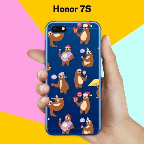 Силиконовый чехол Узор из ленивцев на Honor 7S силиконовый чехол узор из ленивцев на honor 9x