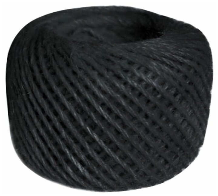 Веревка джутовая джутовый шпагат для рукоделия (вязания макраме) и декора цветной черный 2 мм 1 клубок - 25 м 100% джут шнур