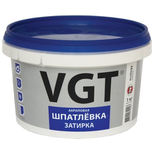 Шпатлевка VGT акриловая шпатлевка-затирка, белый, 1 кг шпатлевка vgt акриловая 1 кг