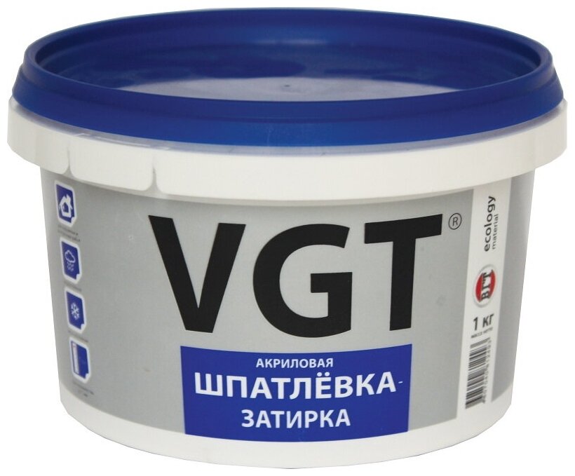 Шпатлевка-затирка водостойкая VGT, акриловая, 1 кг