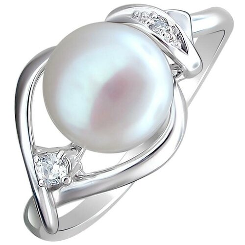 фото Эстет кольцо с жемчугом и фианитами из серебра с15к351059, размер 17.5