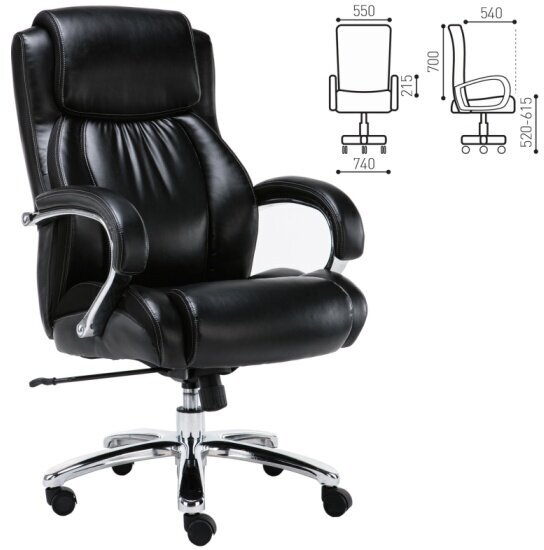 Кресло руководителя Brabix "Status HD-003", нагрузка до 250 кг, рециклированная кожа, хром, черное