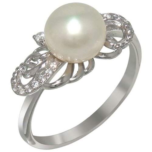 фото Эстет кольцо с жемчугом и фианитами из серебра л8к3519476, размер 17