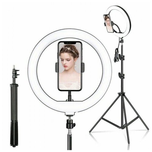 Светодиодная кольцевая LED селфи лампа 26см со штативом 114800₽