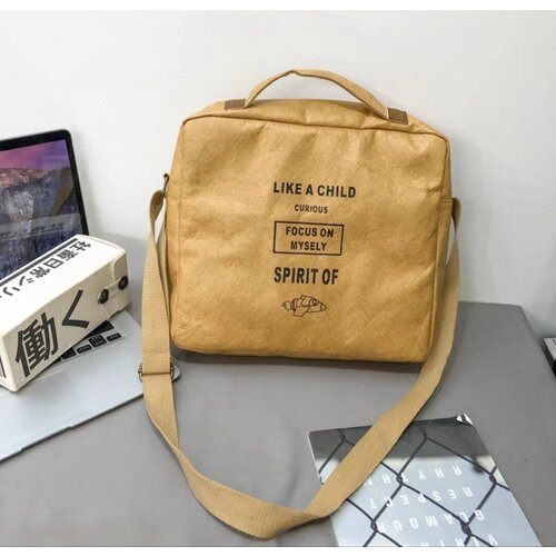 фото Сумка академсервис, тайвек, синтетический материал, внутренний карман, регулируемый ремень, горчичный