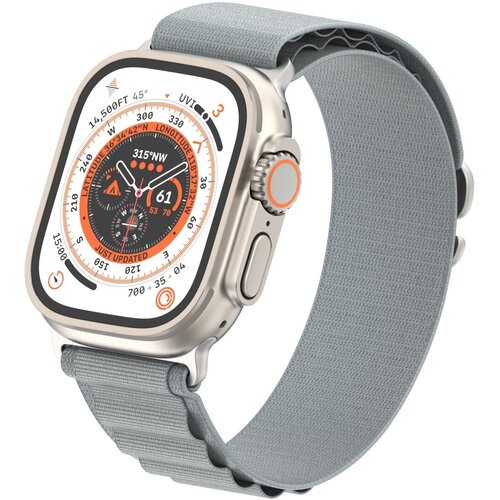 Ремешок для умных часов Apple Watch (Эпл Вотч) 42/44/45/49mm InnoZone Alpine Loop, серебристый, нейлоновый