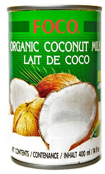 Молоко кокосовое FOCO Органическое 10-12%, 400 мл