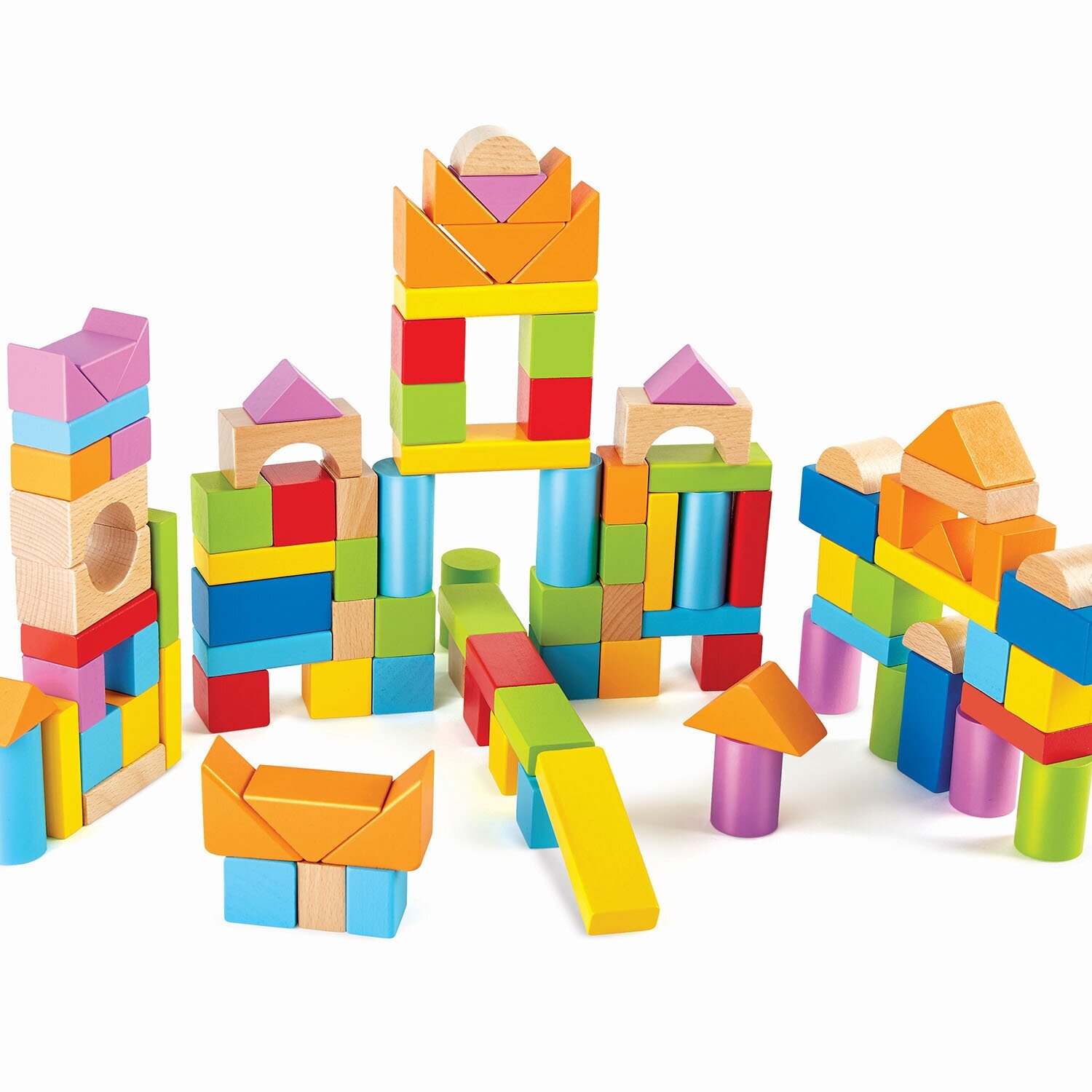 Конструктор деревянные кубики в контейнере-сортере, 3 в 1 "Замечательные блоки" Мультиколор