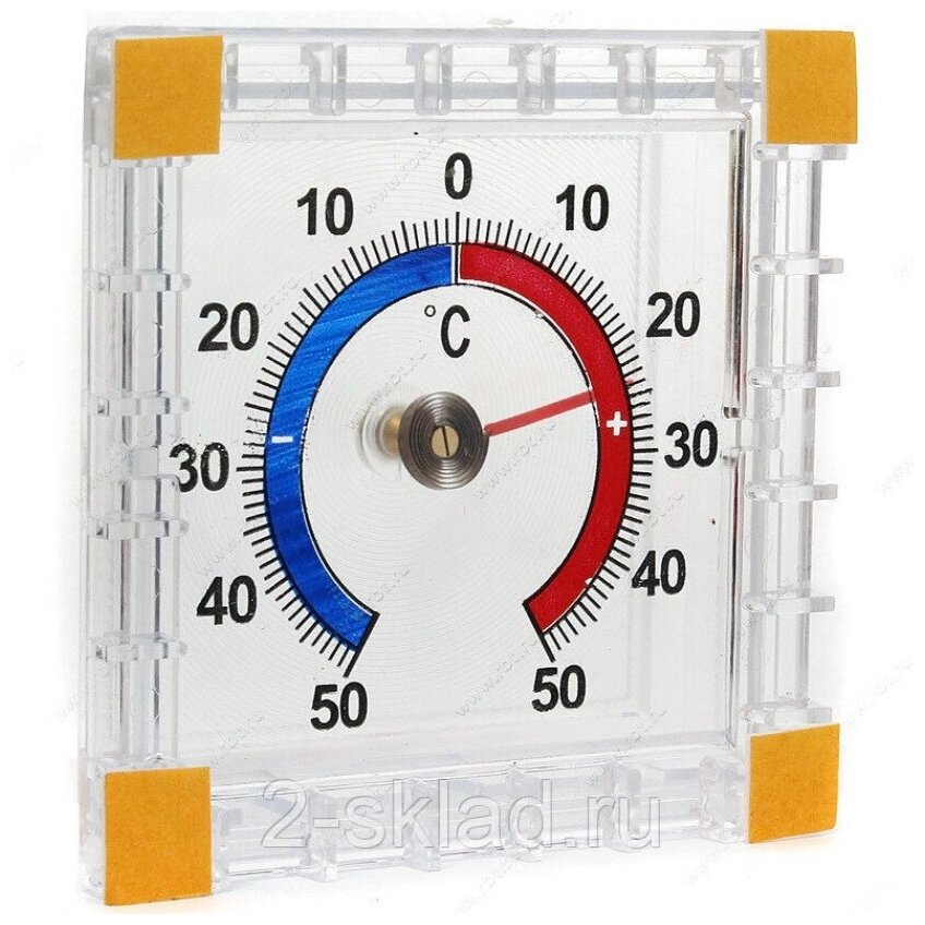 Термометр оконный биметаллический, квадратный, на липучке, -50 +50