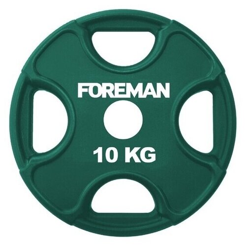 Олимпийский обрезиненный диск FOREMAN PRR 10 кг, зеленый