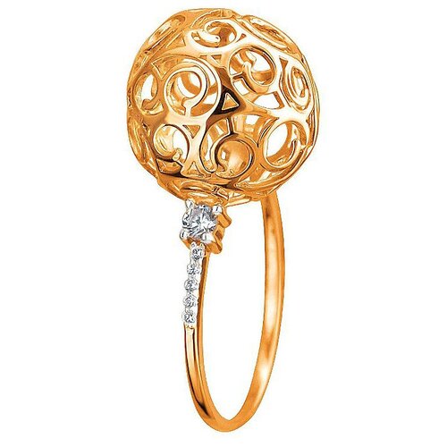 фото Эстет кольцо шарик с 12 фианитами из красного золота 01к1112778р, размер 18.5