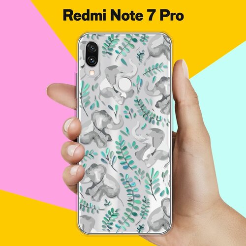 Силиконовый чехол Узор из слонов на Xiaomi Redmi Note 7 Pro силиконовый чехол узор из слонов на xiaomi redmi note 9