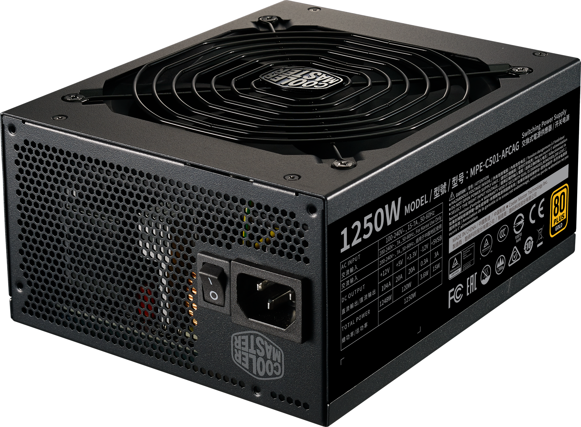 Блок питания 1250 Ватт Cooler Master Power Supply MWE Gold V2 (MPE-C501-AFCAG-HK)