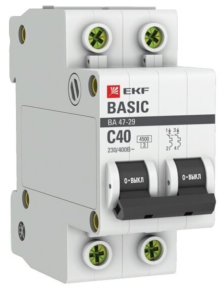Автоматический выключатель ВА 47-29 2P 40A C 4,5кА EKF BASIC - фотография № 3
