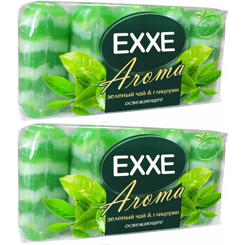 EXXE Aroma Косметическое мыло зеленое, Зеленый чай и глицерин, 5штх70г, 2 уп exxe мыло зеленый чай 4 шт 360 гр