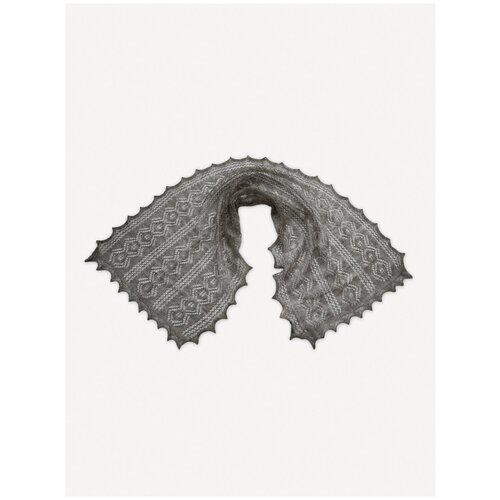Палантин Оренбургский пуховый платок, вязаный, 140х50 см, серый