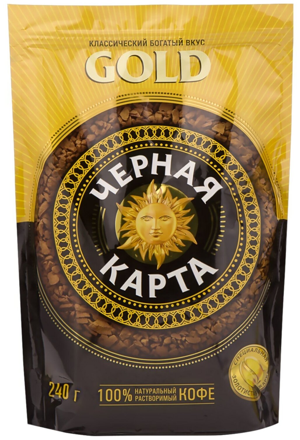 Кофе растворимый Черная карта Gold 240 гр м/уп