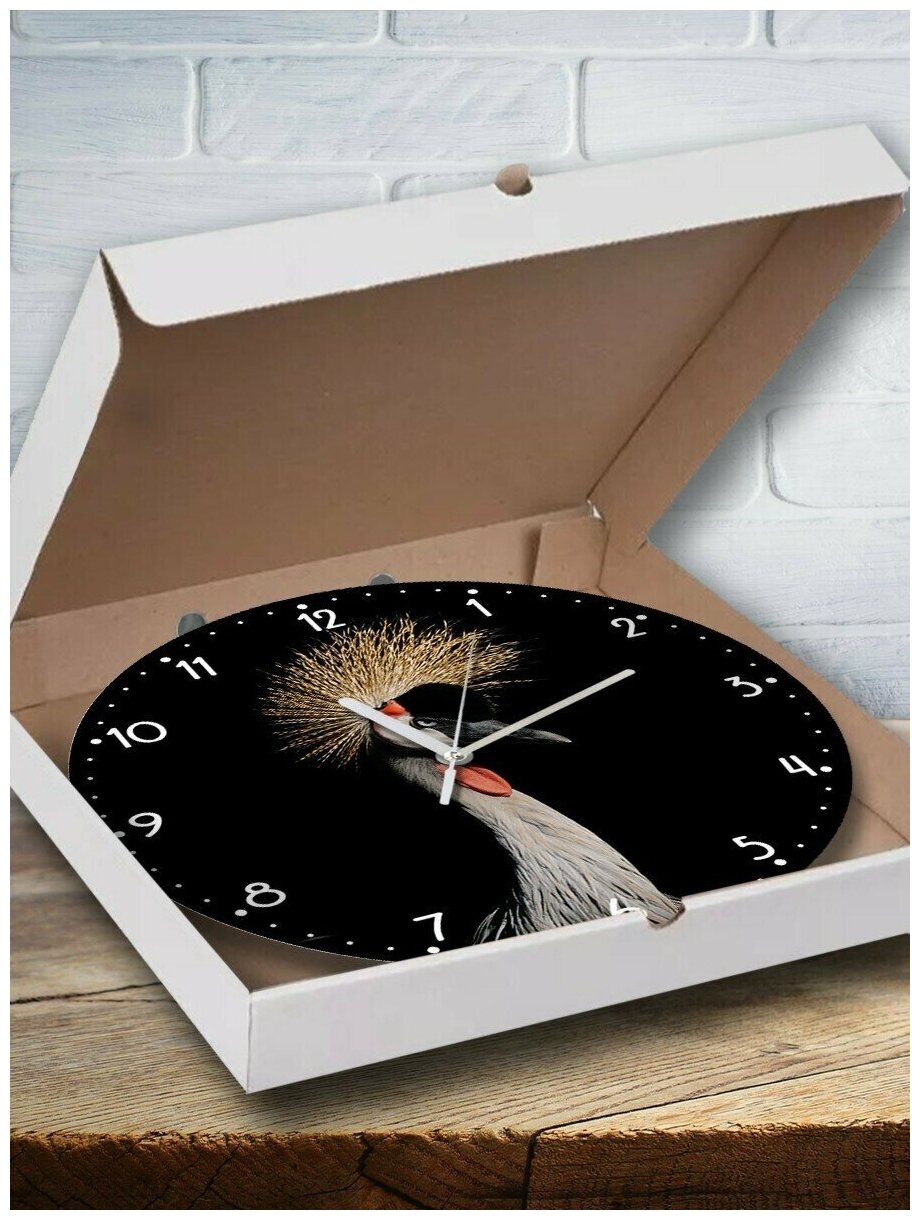 Настенные часы УФ с рисунком животные птицы журавль - 3082