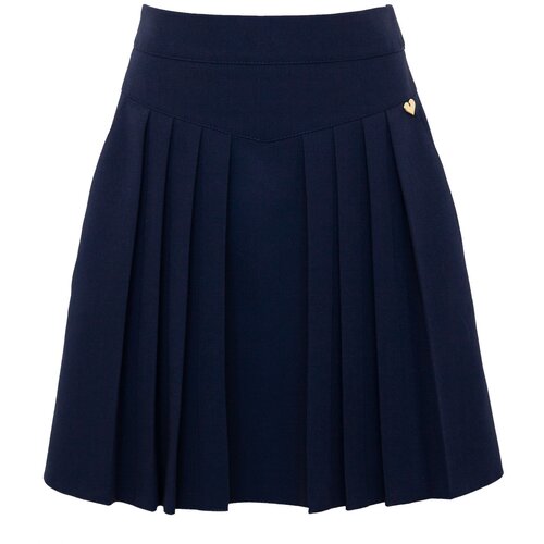 фото Школьная юбка-полусолнце sly, с поясом на резинке, мини, размер 128, синий
