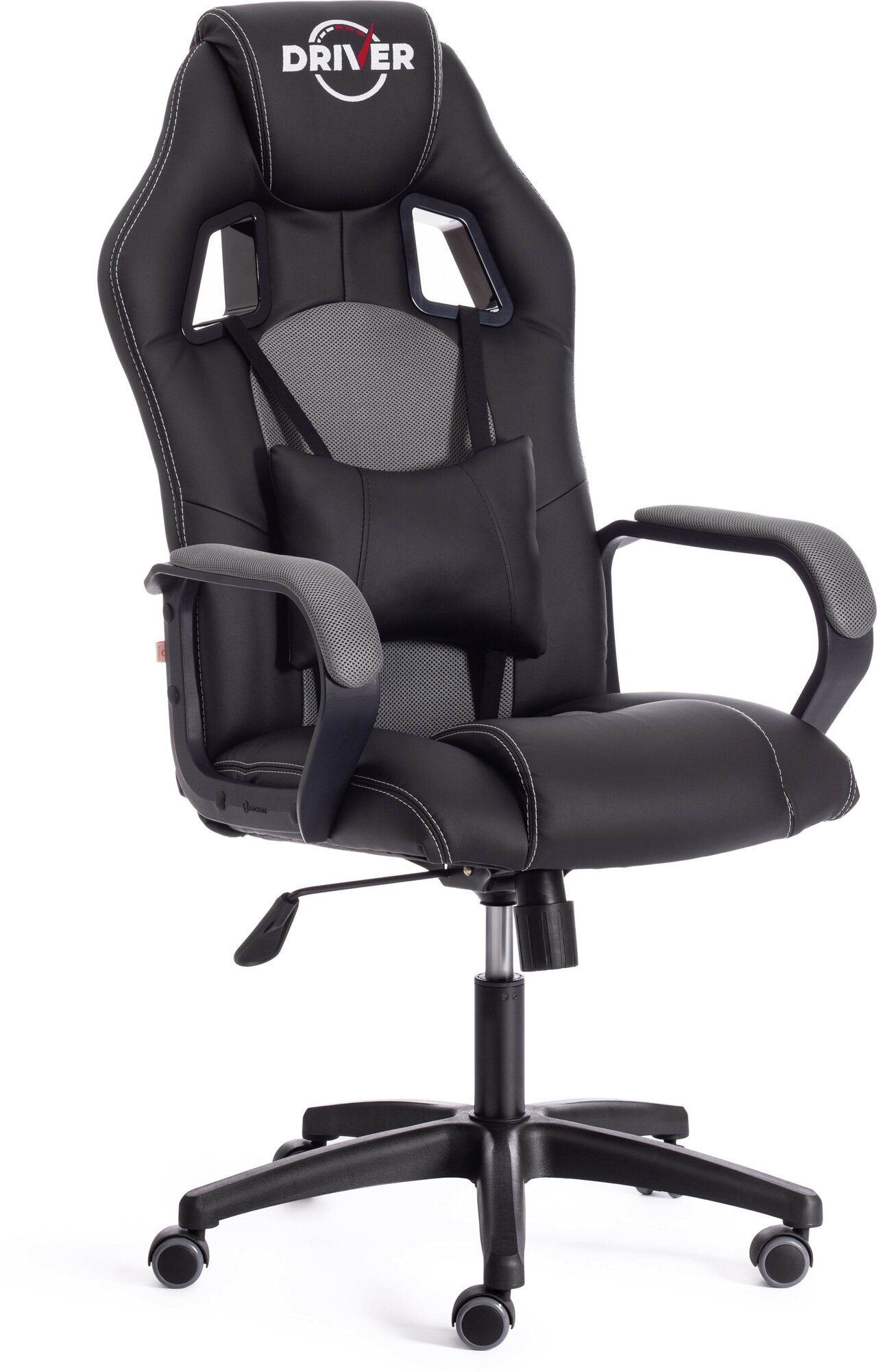 Кресло компьютерное игровое TetChair DRIVER кож/зам/ткань, черный/серый