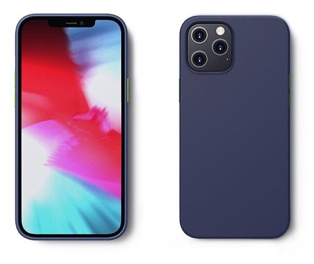 фото Задняя панель-крышка MyPads для iPhone 12 (6.1) / iPhone 12 Pro (6.1) из прочного силикона с матовым противоскользящим покрытием синяя