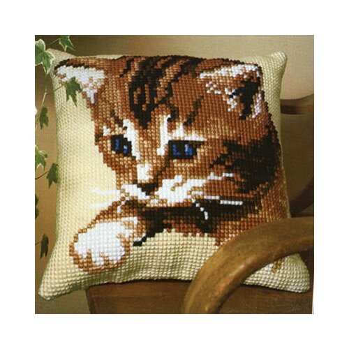 фото Набор для вышивания vervaco подушка "кот игрун" 40x40 см