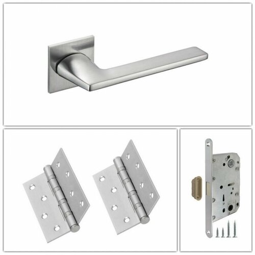 Комплект ручек для дверей Archie Verge STICK_S. CHROME_MAG, матовый хром (ручка + 2 универсальные петли + магнитный замок)