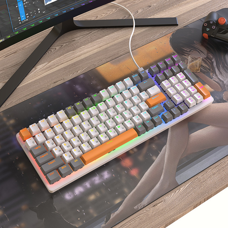 Клавиатура механическая русская Wolf K3 игровая с RGB подсветкой проводная для компьютера ноутбука Gaming/game keyboard usb светящаяся