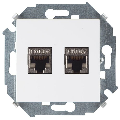 Компьютерная двойная розетка Simon RJ45 кат.6а АМР, FTP, белый 1591564-030 16102585