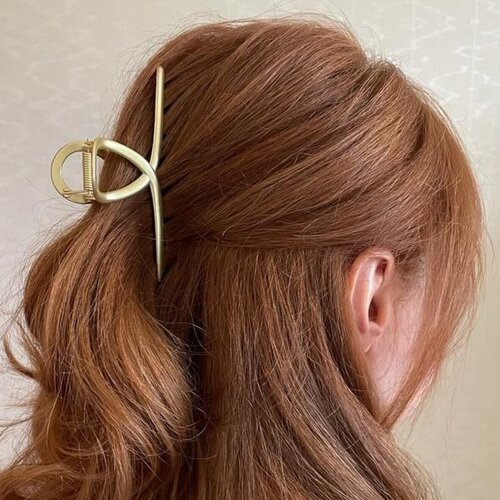 Заколка-краб для волос металлическая, золотистая, заколка для волос женская