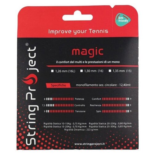 фото Струна для тенниса string project 12m magic, red, 1.26