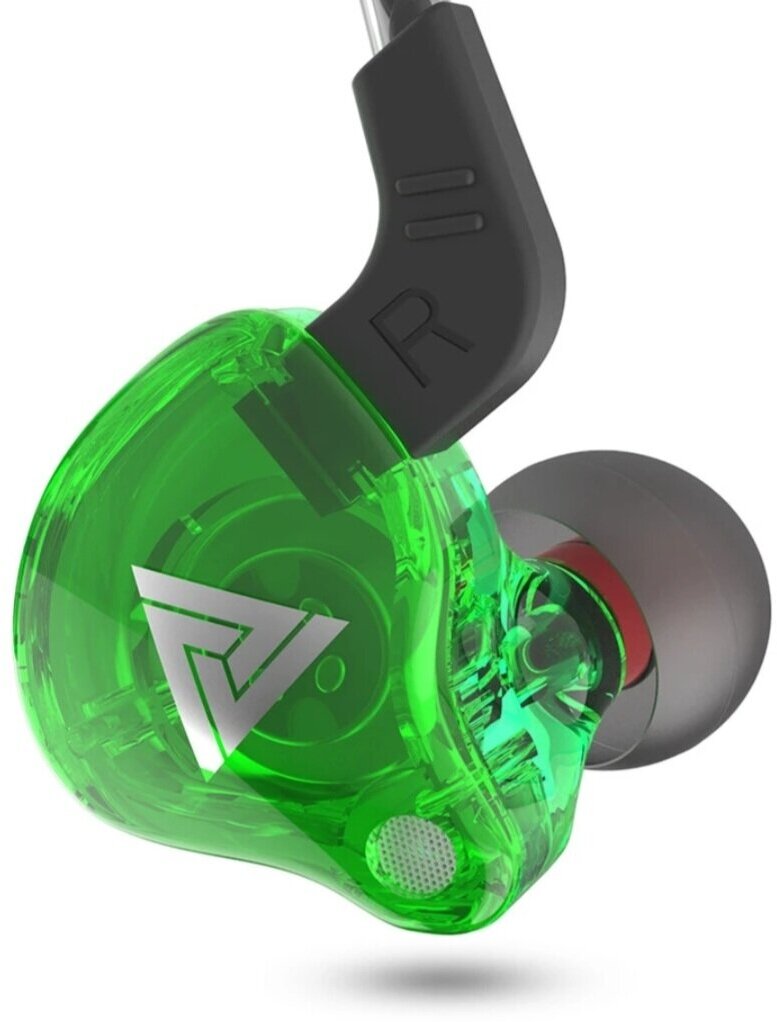 Наушники проводные спортивные QKZ AK6 гарнитура для телефона с микрофоном зелёные