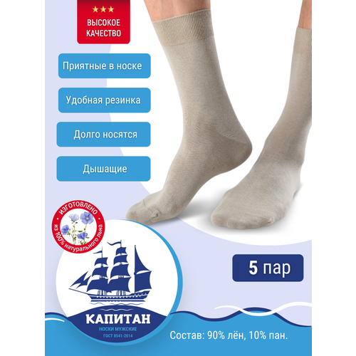 Носки КАПИТАН, 5 пар, размер 31, бежевый