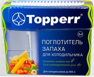 Topperr Гелевый поглотитель запаха для холодильника "Зелёный чай и уголь", 1 шт., 3118