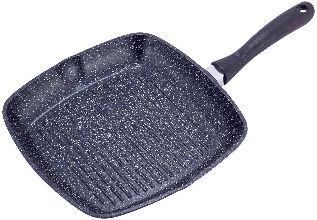 Сковорода-гриль с крышкой Kamille KM-4431 с мраморным покрытием (4431 / черный)
