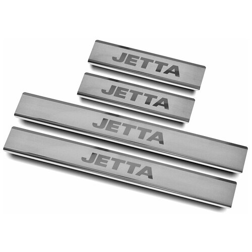Накладки на пороги russtal (нерж., шлиф., надпись) на автомобиль VOLKSWAGEN JETTA 2014-2018